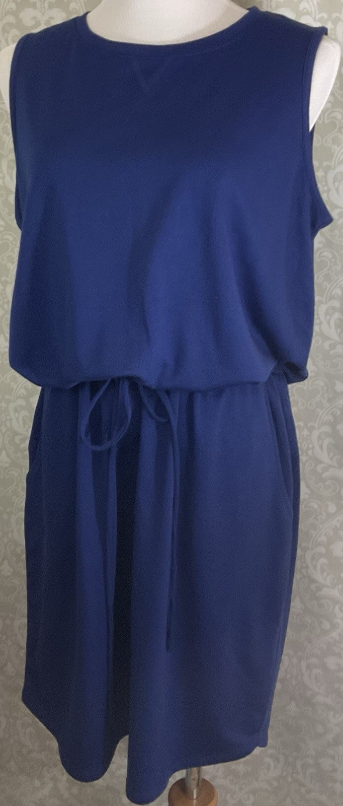 BELLE by KIM GRAVEL Women’s Luxe French Terry Tank Dress Large Navy Beach Resort