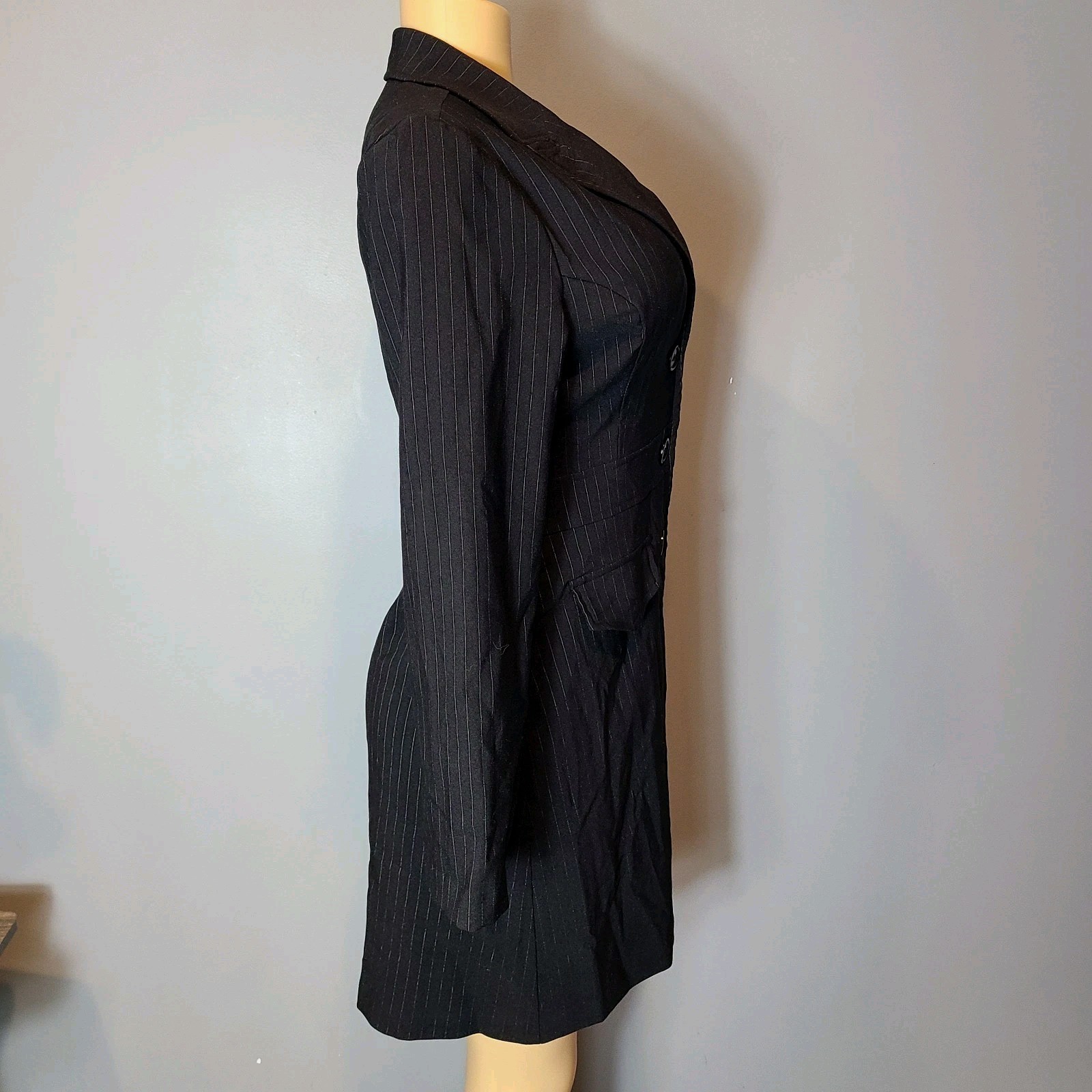 Vtg Dress Jacket Tailored Size 10 Y2K 90s Euro Preppy Black Minimalist Gatsby