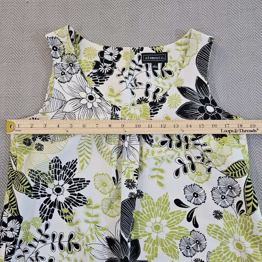 Elementz Casual Shift Dress Size Large Spring Summer Floral Sleeveless Stretch