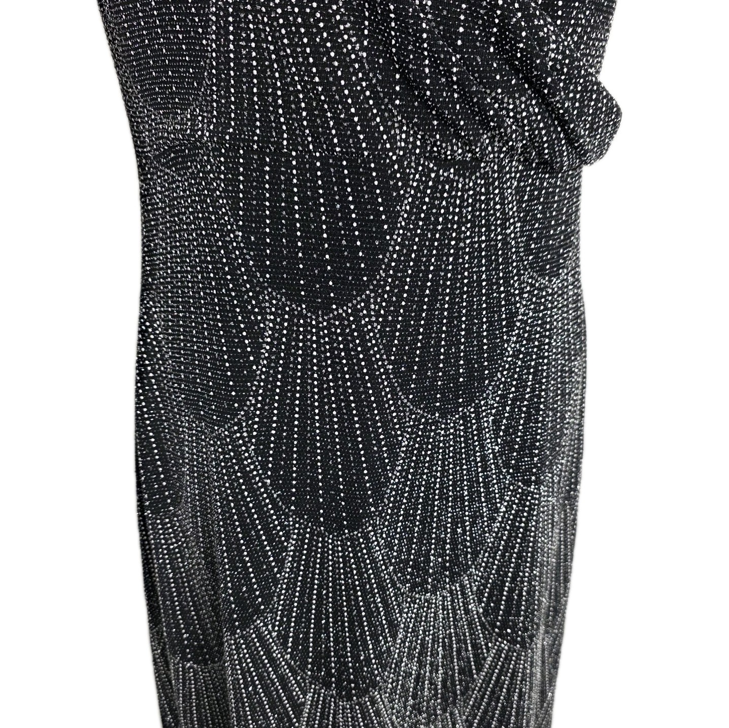 Roman Originals Black Silver Glitter Maxi Dress Wrap V Neck Evening UK 16