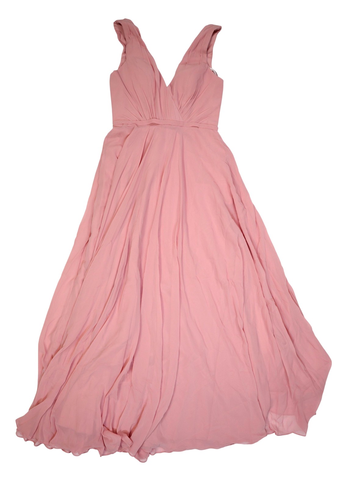 JJ’s House Dress Womens 6 Blush Pink Chiffon V Neck A Line Maxi Formal Gown