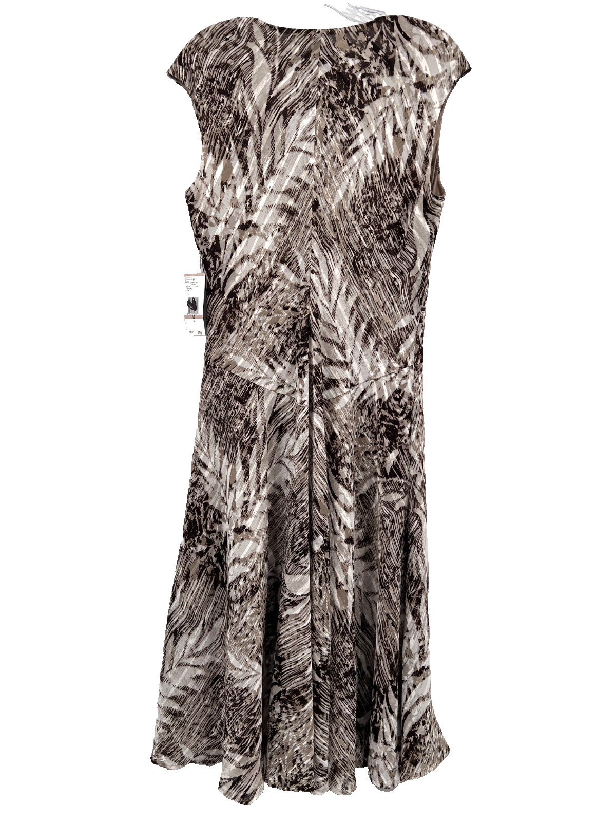 EVAN-PICONE Women’s 12 NWT Mocha Print Cap-Sleeve V-Neck Chiffon Tuscany Dress