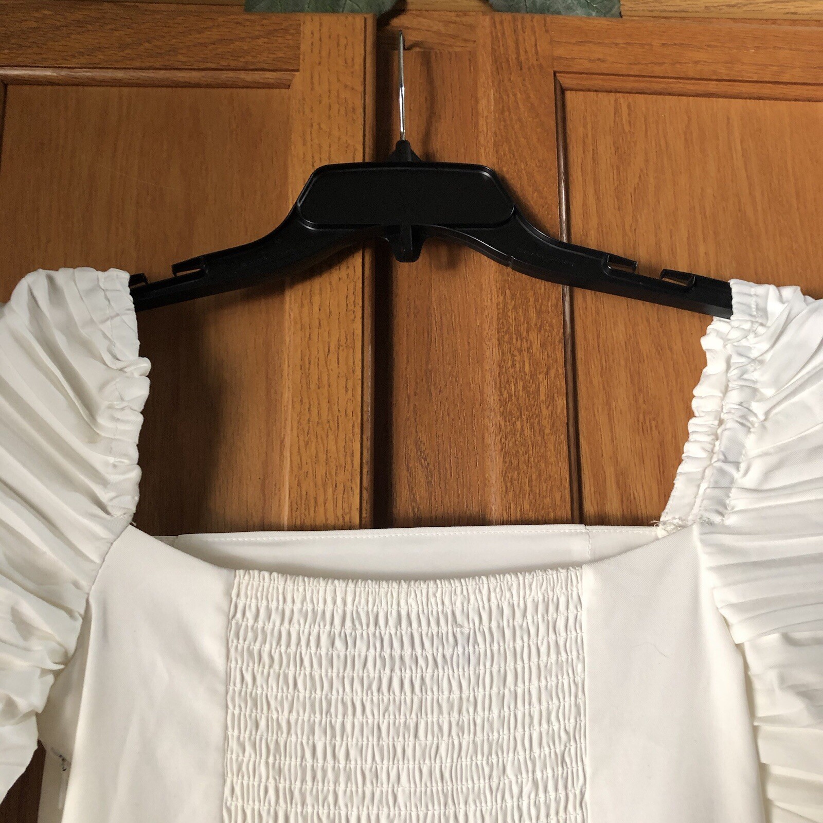 OPT Cottagecore Square Neck Smocked Milkmaid A-Line Midi Dress White Small