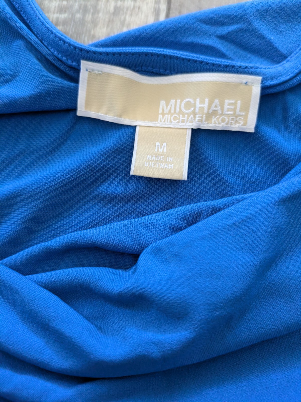 Michael Kors Blue Sleeveless Draped Dress Size Medium Silver Accent
