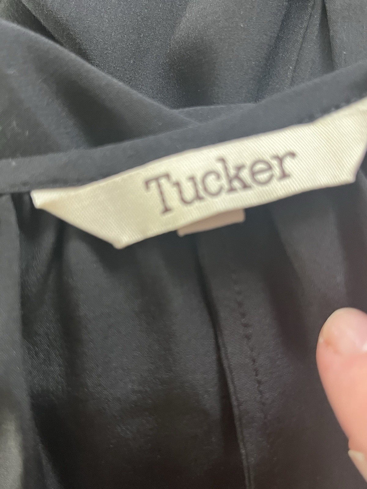TUCKER BLACK SILK SUNDRESS SHIFT SHEATH DRESS DROP WAIST ELASTICATED RUFFLES S
