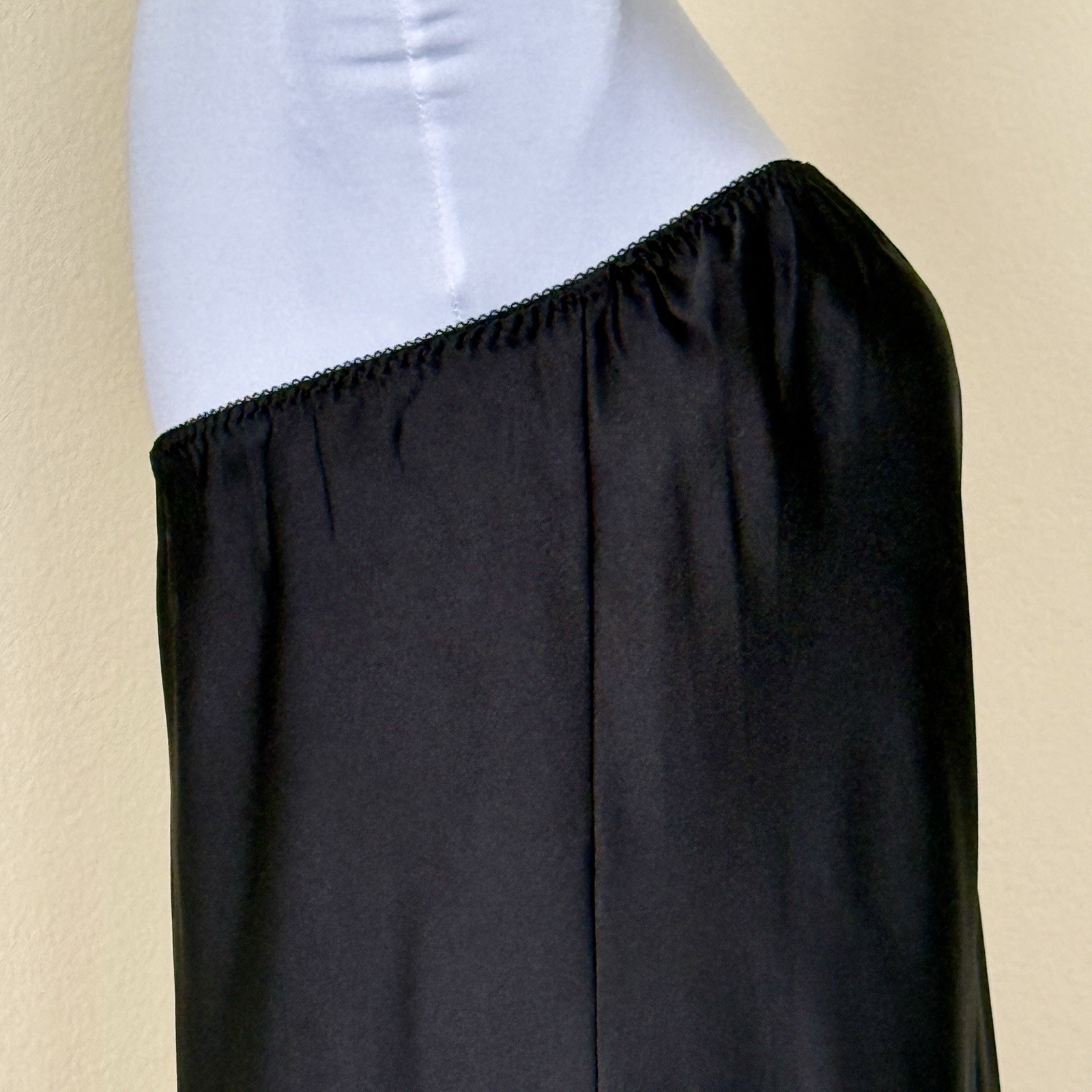Vintage Full Slip Maxi Dress Long Strapless Gown Lace Scallop Trim 1960s M/L