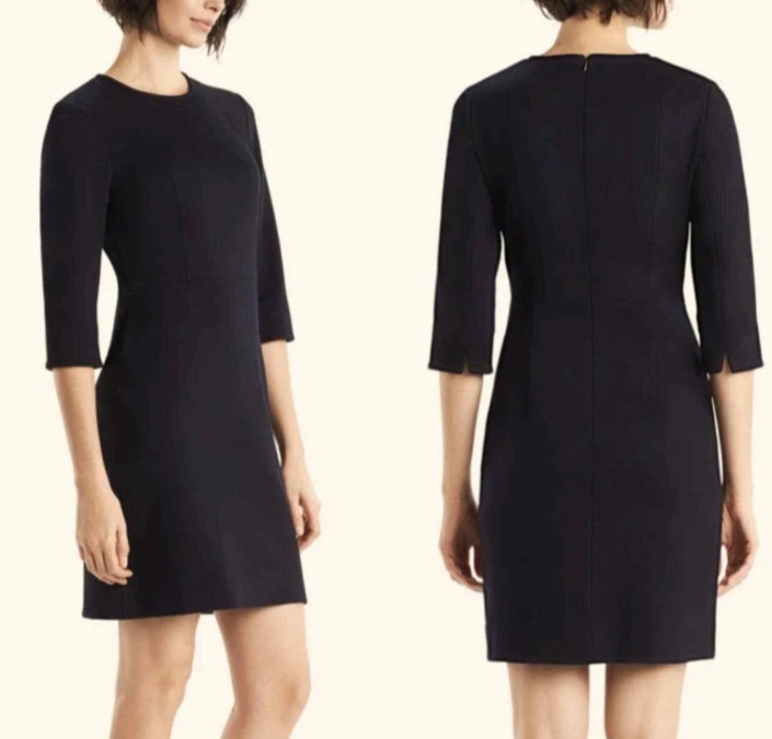 MM Lafleur Women’s The Lena Dress Textured Ponte Black Size 6 HEMMED PLEASE SEE