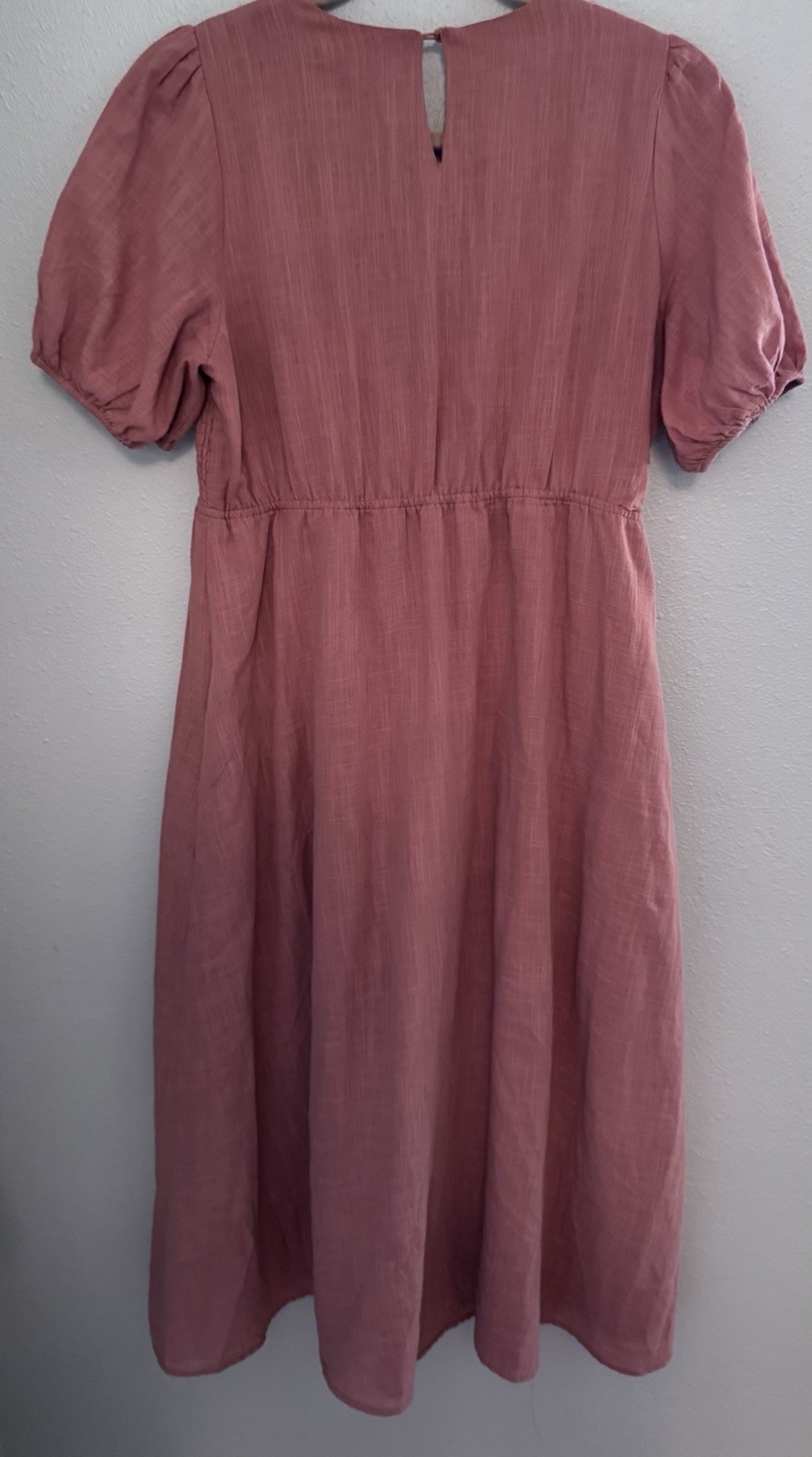 Wishlist Apparel Cotton Dress With Peasant Sleeves And Smocked Bodice, Size L