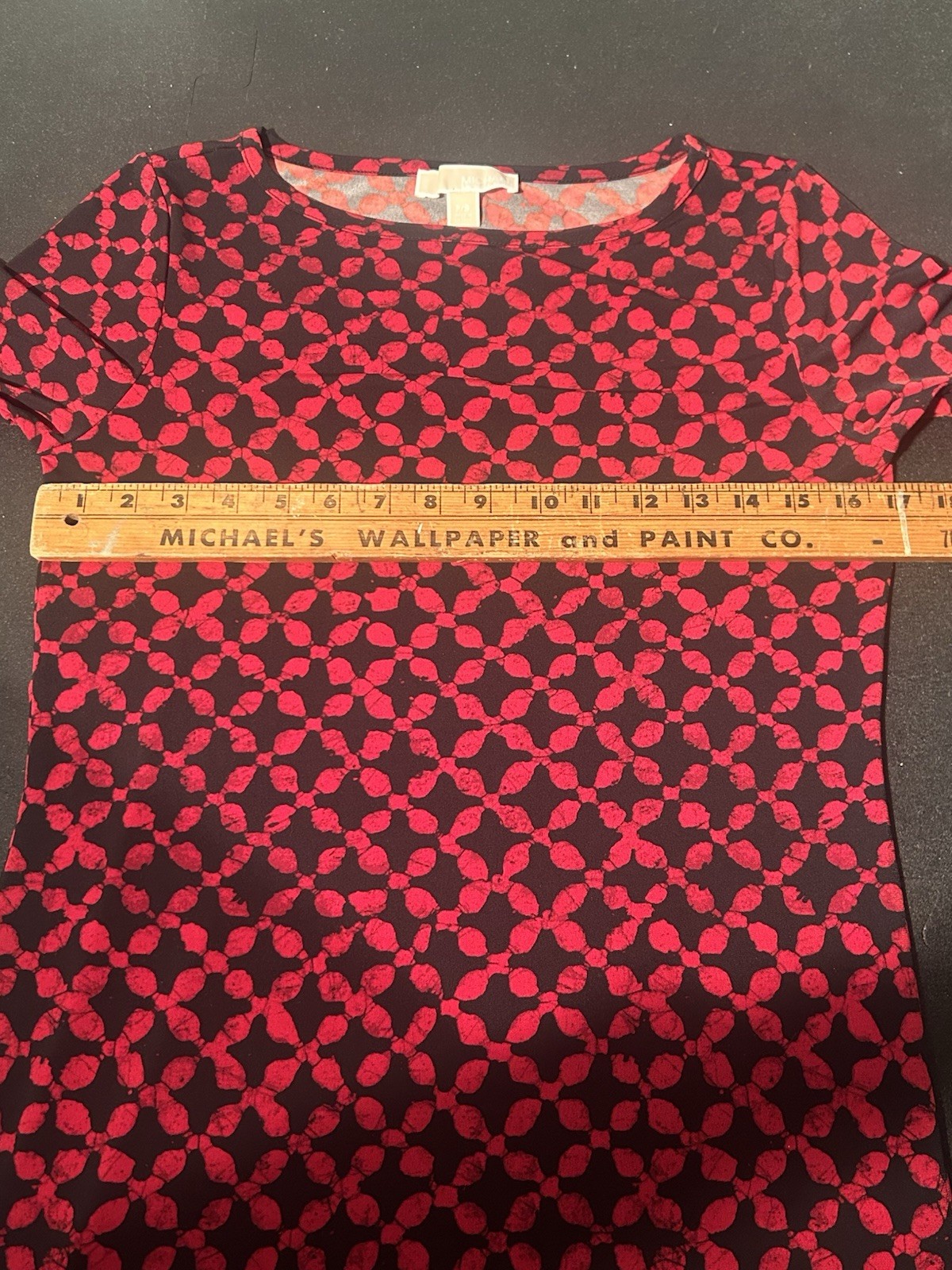 Michael Kors printed red blaze boat neck Shift Dress Sheath Long Sleeve Small