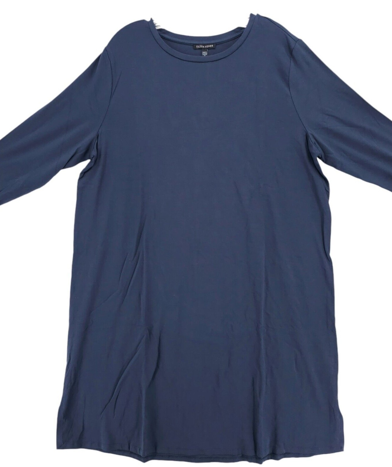NWT EILEEN FISHER Crewneck Long Sleeve Jersey Shift Dress OCEAN BLUE 1X 2X 3X