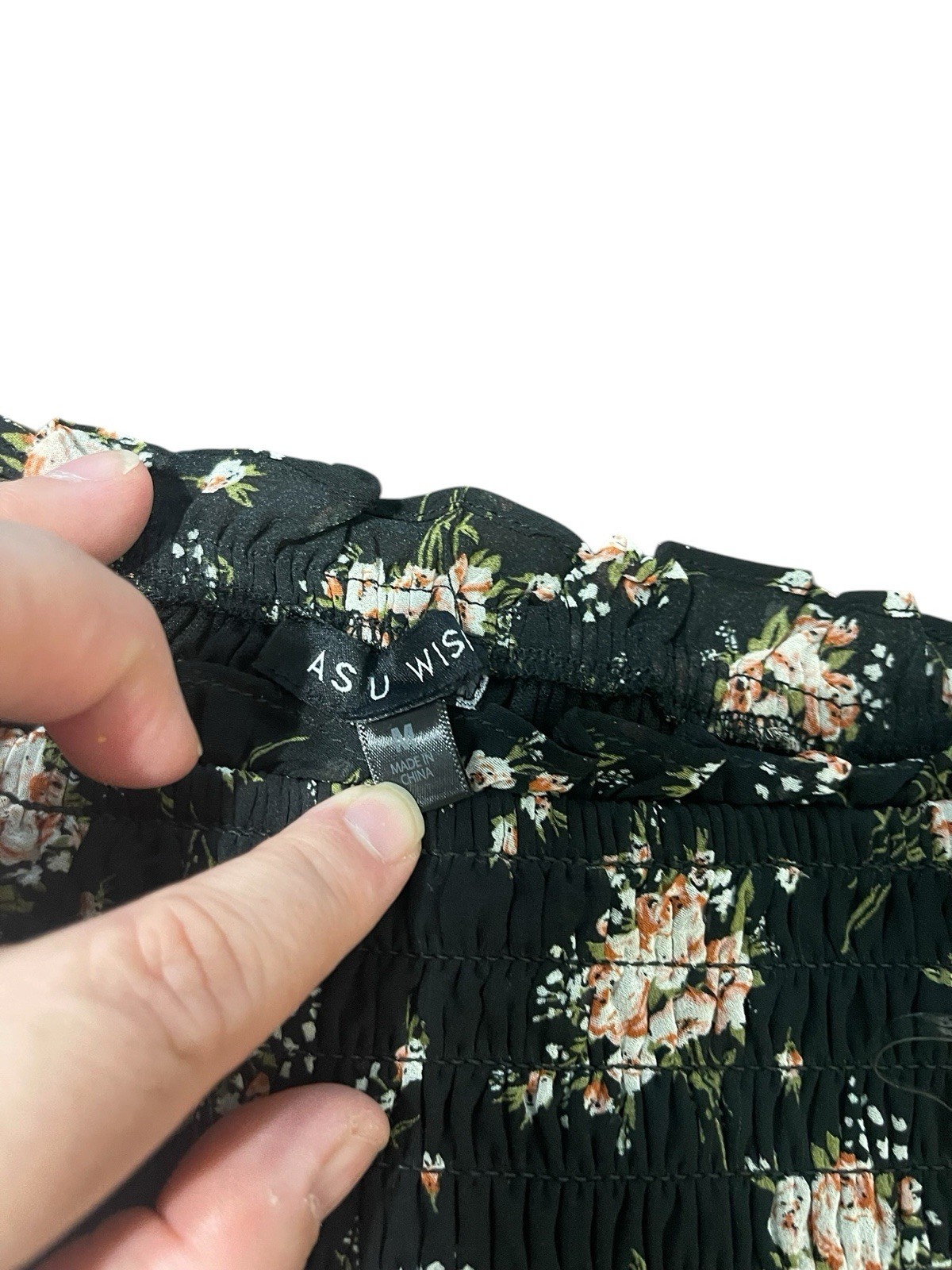 AS U WISH Women’s Size Medium Black Floral Printed Mini Dress Retail $44.00