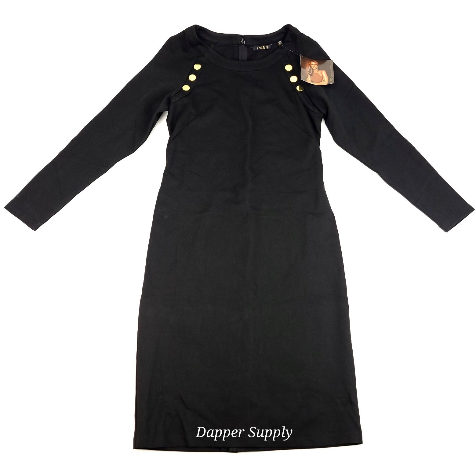 IMAN Global Chic Dress Black Sz Xs New