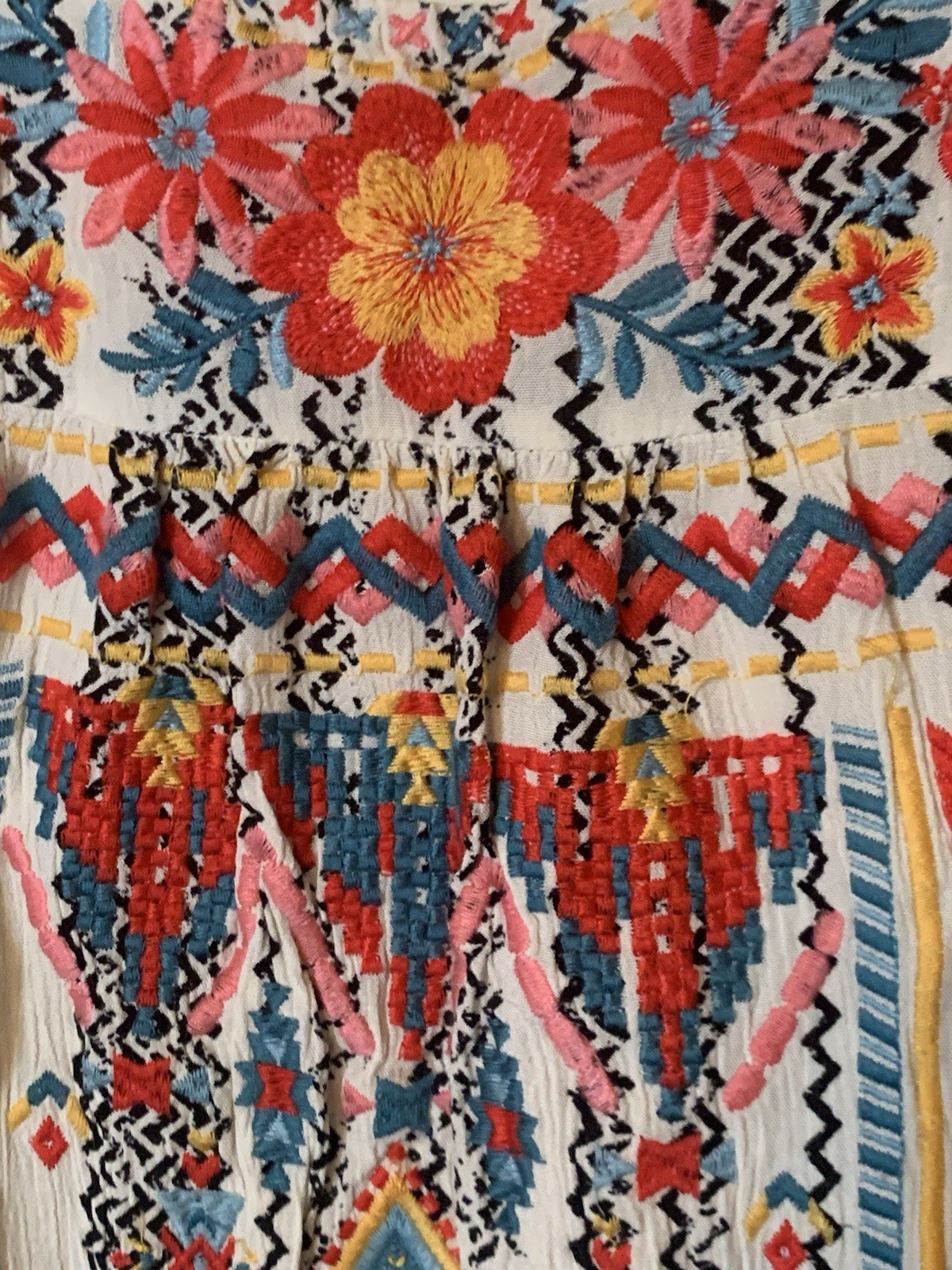 Savanna Jane Embroidered Mini Dress Boho Size S