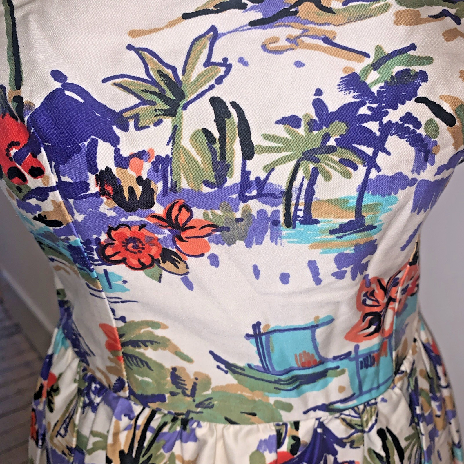 Kelly Brook Size 12 Dress Tropical Print Palm Trees Sundress BRAND NEW!