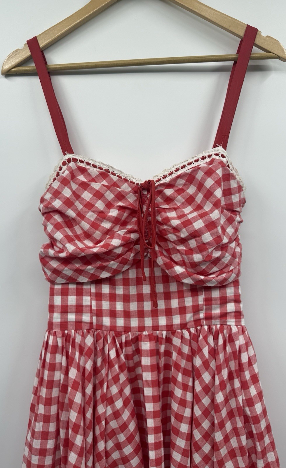 Unique Vintage Brand Gingham Red & White Swing Dress SZ 8-10 Rockabilly Retro