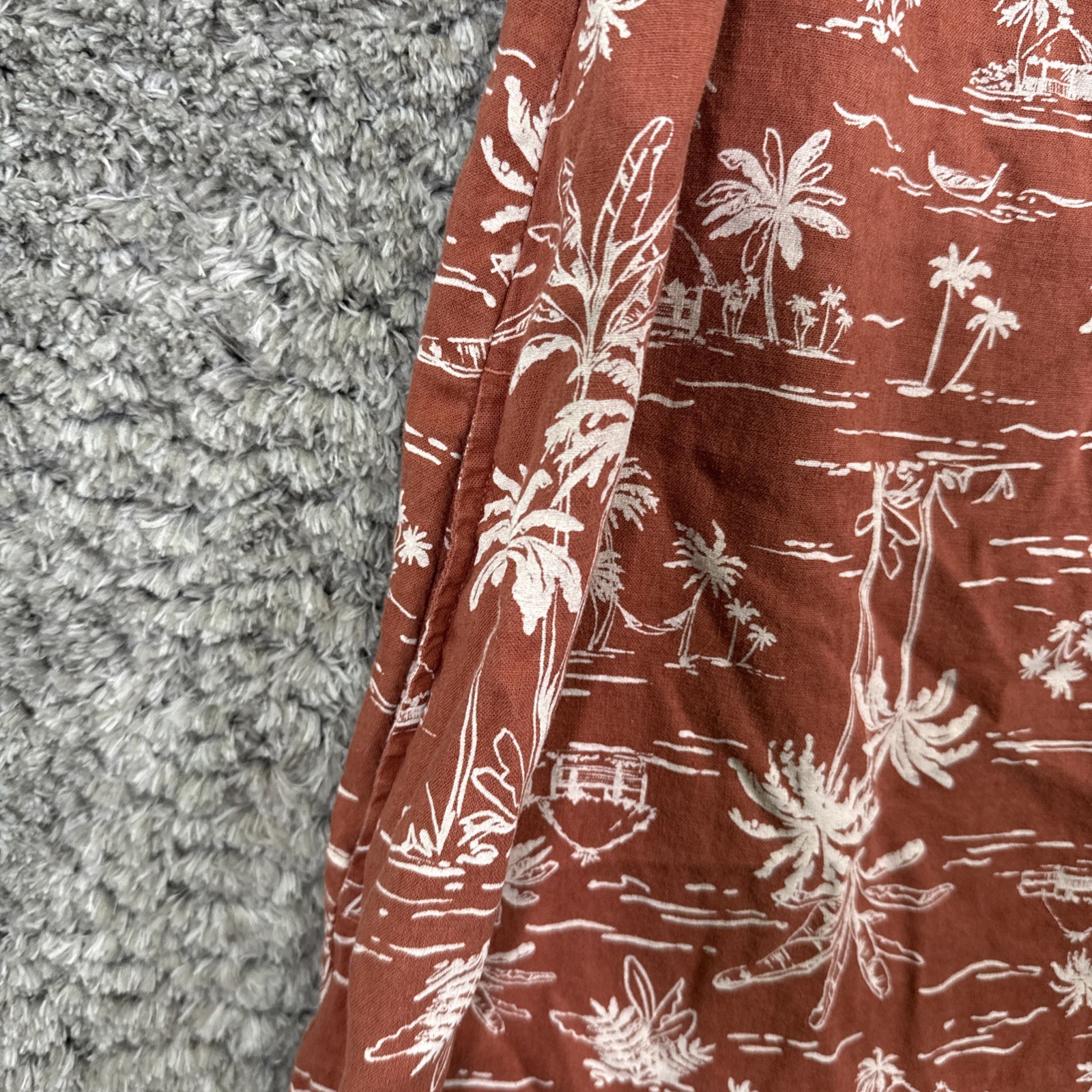 A.N.A. Linen Blend Mini Dress Sleeveless Boho Tropical Medium Terracotta Beach