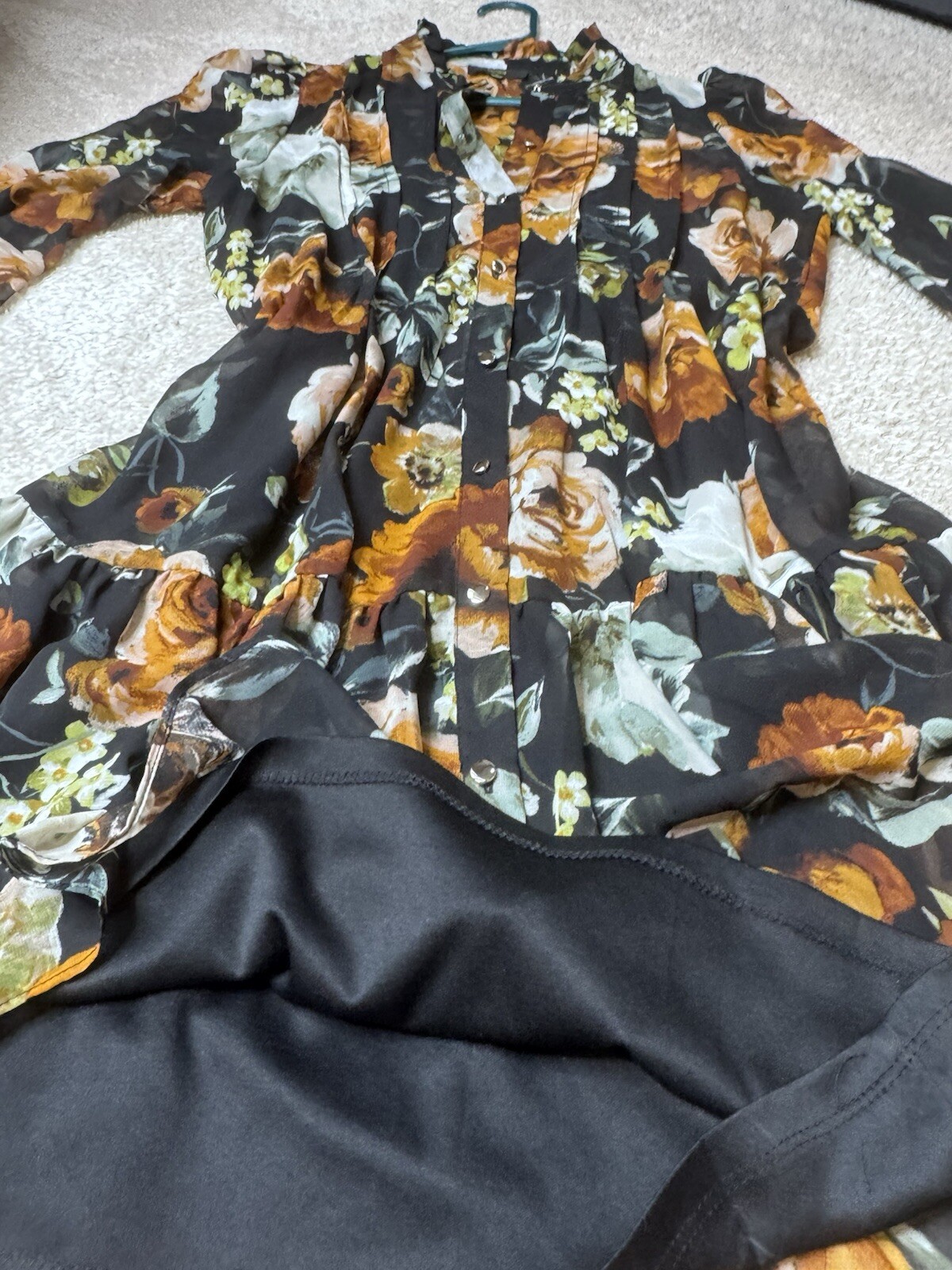 Maia Womens Multicolor Floral Long Sleeve Knee Length Fit & Flare Dress Size 8