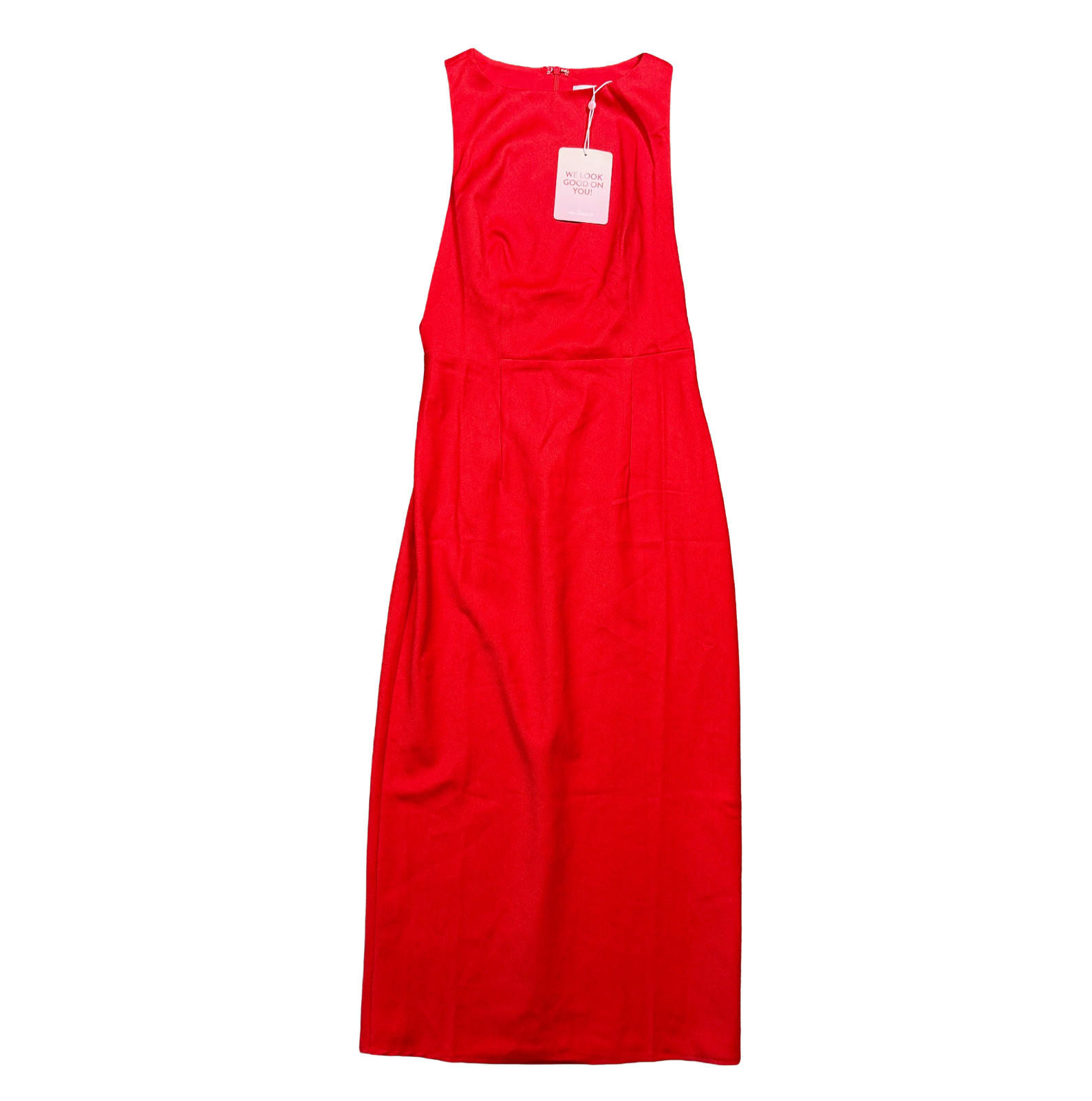 Hello Molly Red Midi Dress Womens S US 4 Sleeveless Bodycon NWT High Neck