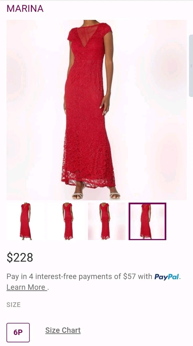 $228 Medium US 6 ❤️ Marina Stretch Red Women Push up A Line Lace Gown Dress