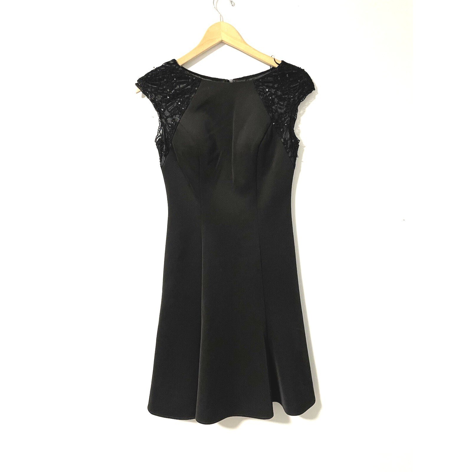 JS Boutique Womens Black Cocktail Fit and Flare Sequined Beaded Lace LBD Dress 4