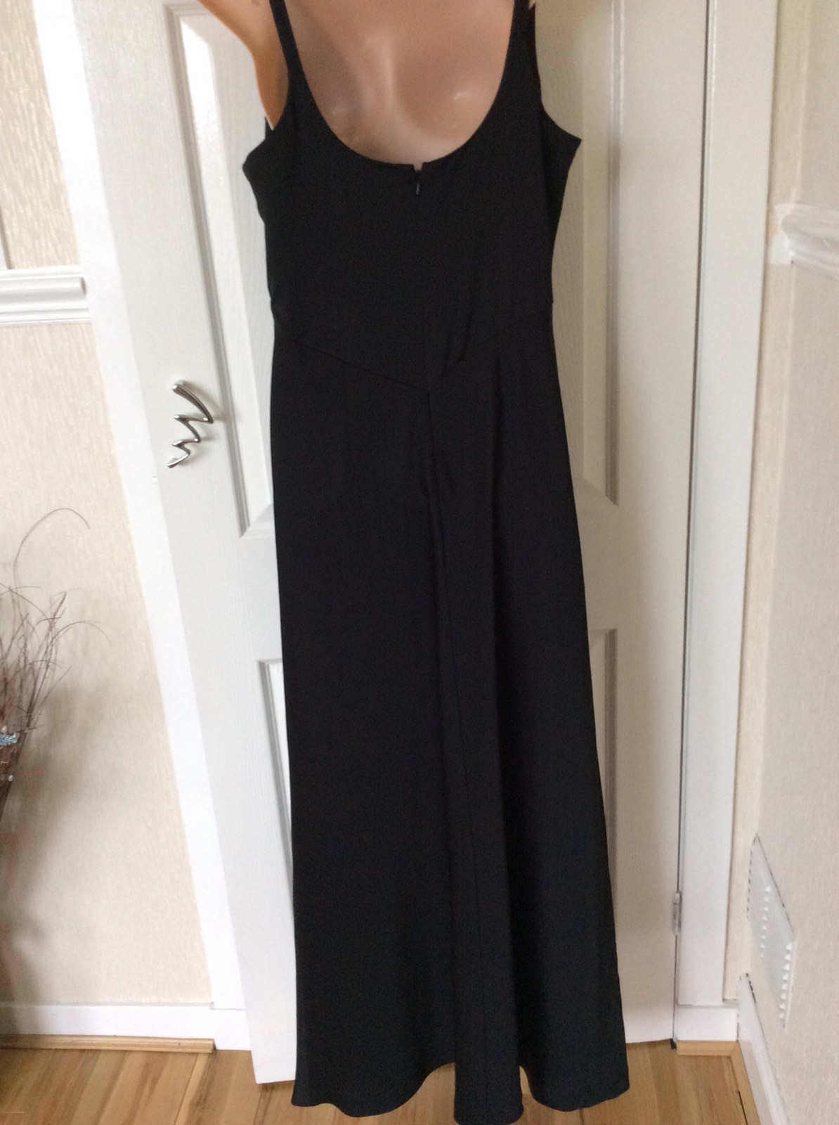 Monsoon Black Machine Wash Maxi 57 Inches Dress Size 12 Immac Hols 5/6 To 15/6