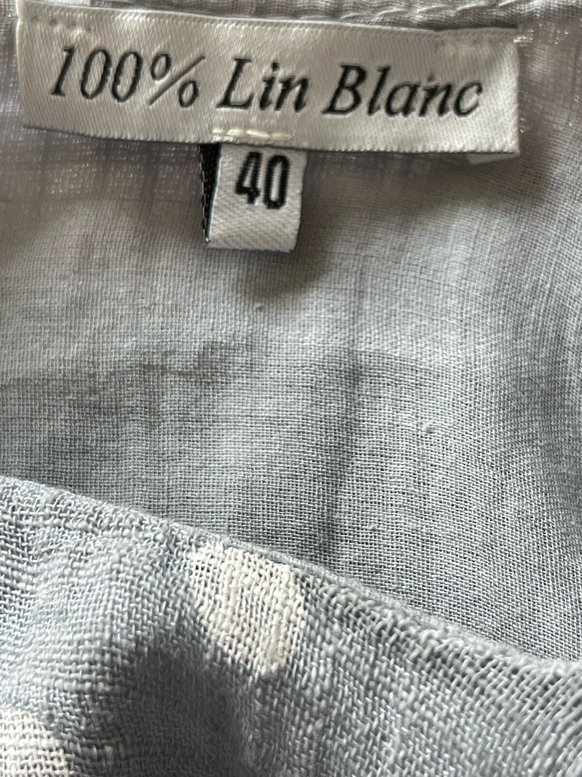 100% Lin Blanc Womens Linen Blend Dress Size 40 Gray White Sleeveless Lagenlook