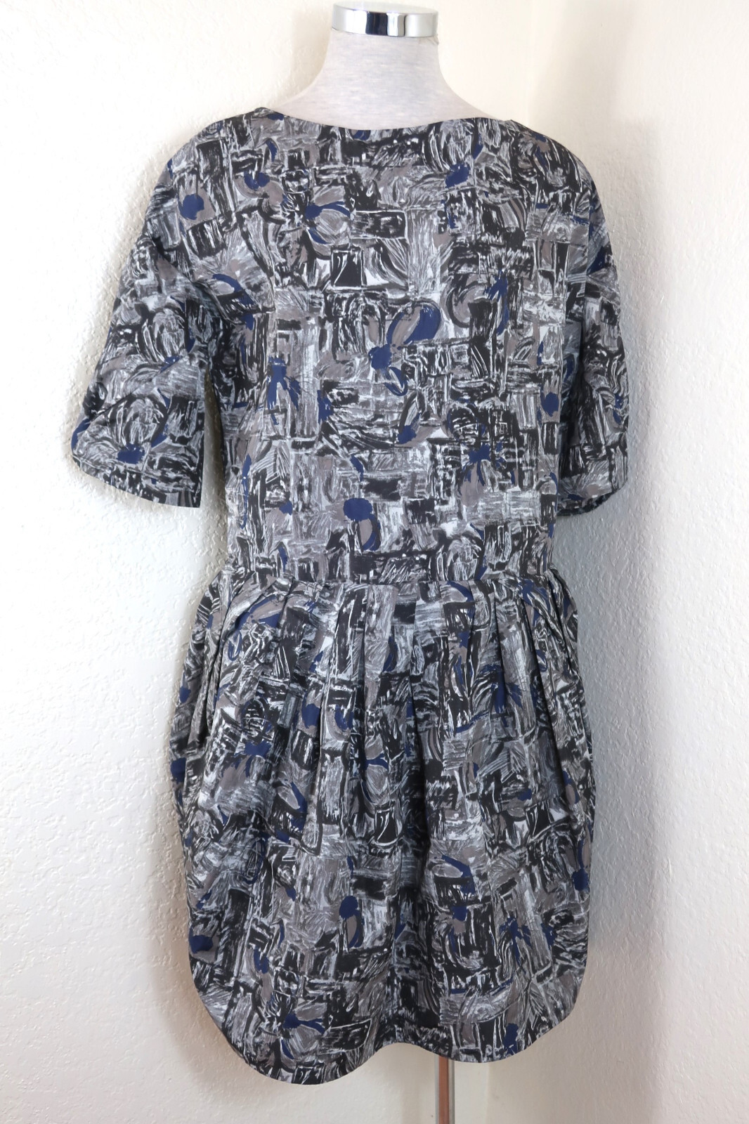 MARNI Grey Puff Sleeves Balloons Polyester Sheath Mini Dress Small Med 40 6 7 8
