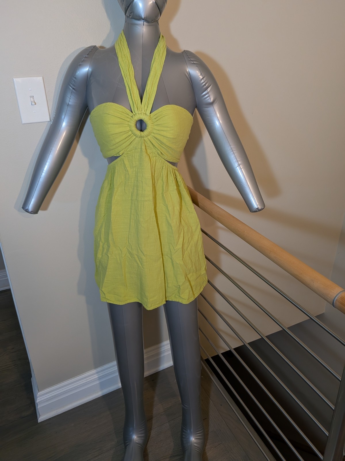 Blanco By Nature O-Ring Dress 100% Peruvian Cotton Size LARGE Pistachio NWT