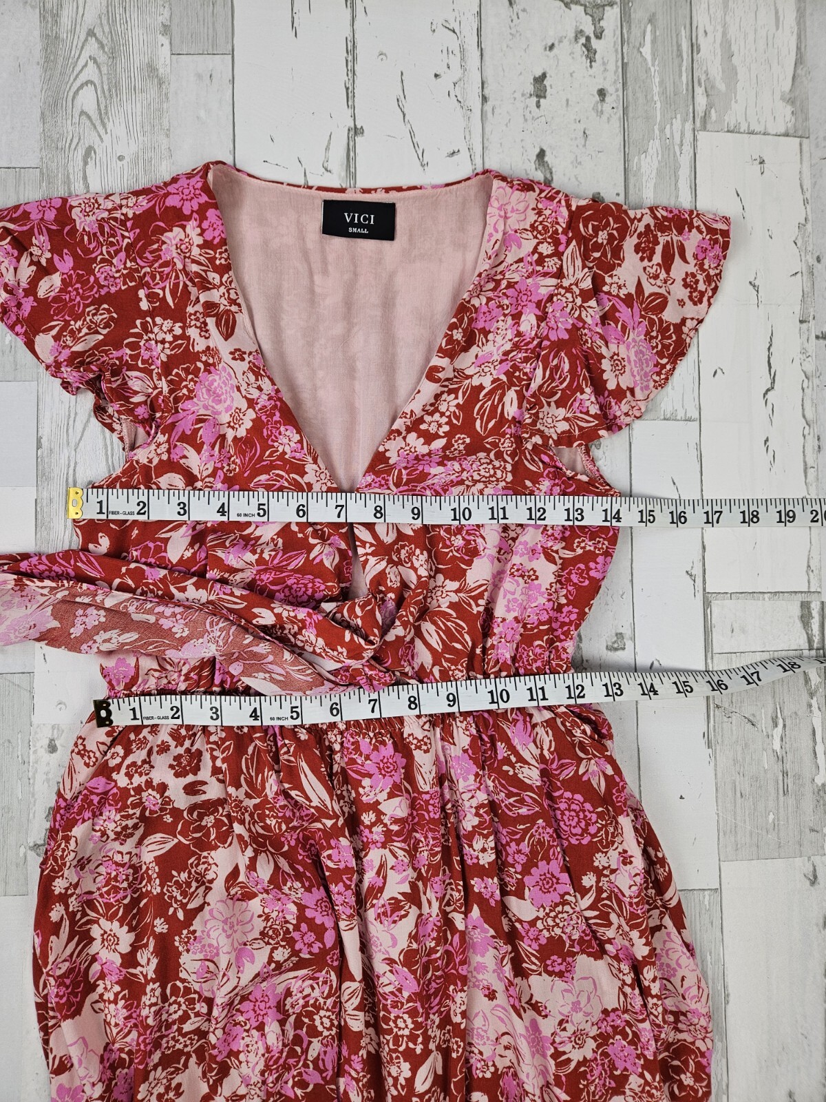 Vici Womens Dress Small Hi Low Maxi Pockets Ruffle Raspberry Floral