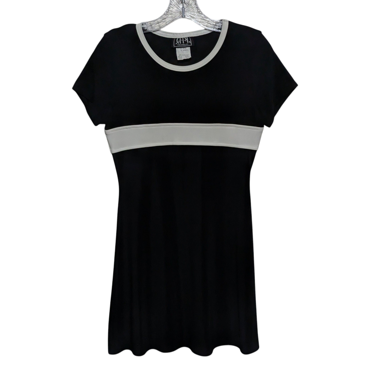 Vintage 90s Dress Black White Stripe Size Small Stretchy Skater Grunge Babydoll