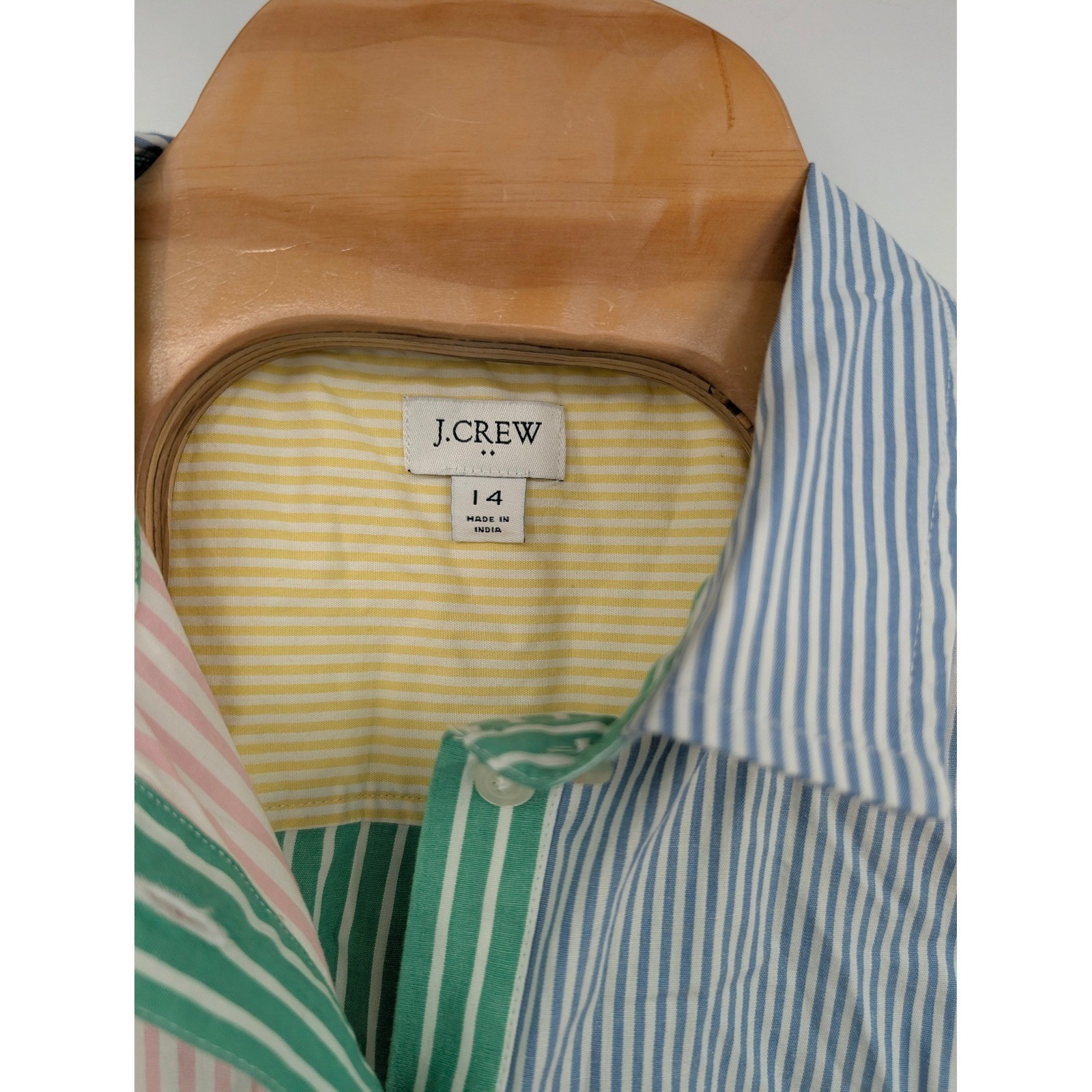 J. Crew Striped Tie Waist Shirt Dress Sleeveless Colorblock Women’s Sz 14