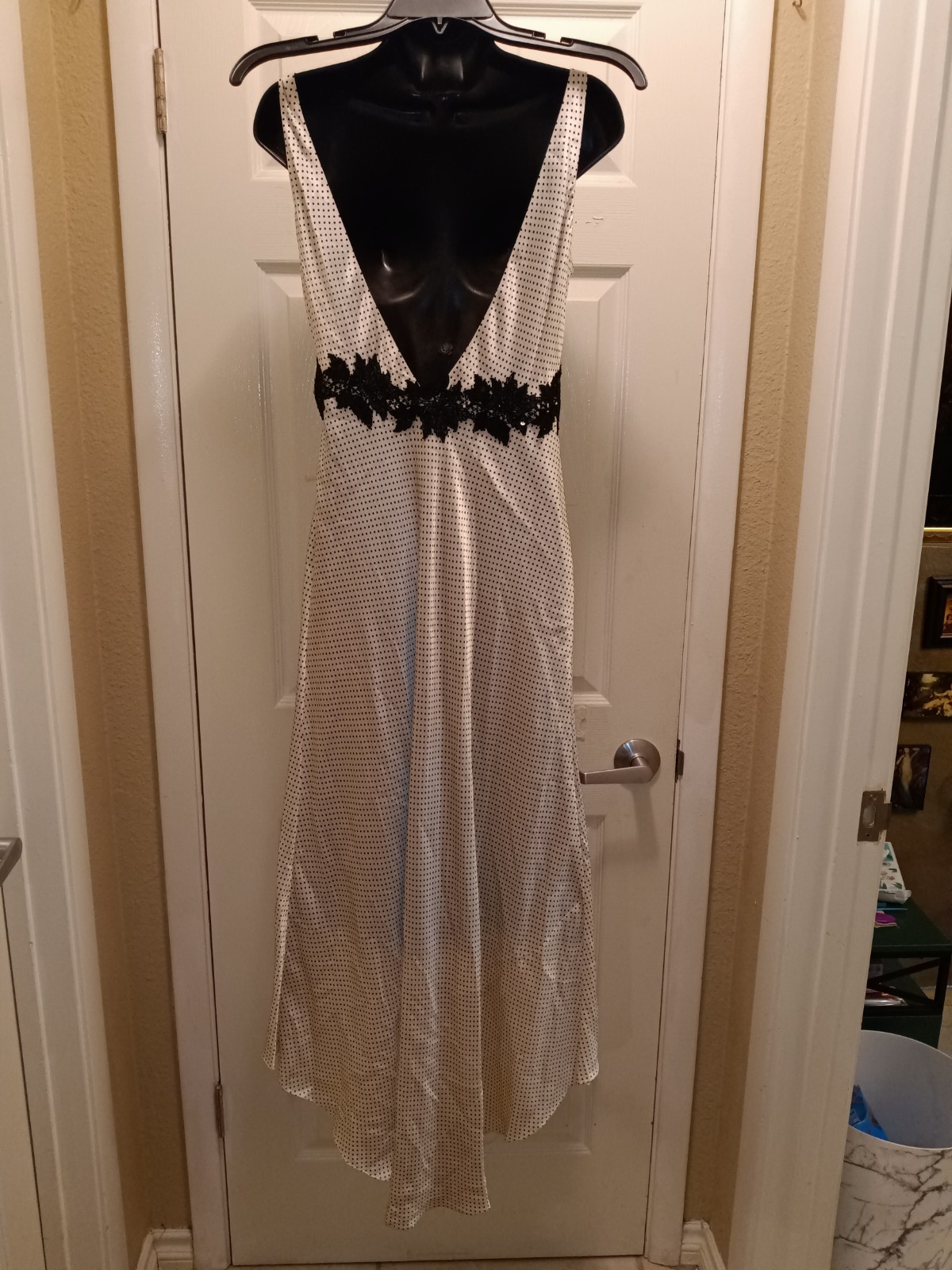 Laundry By Shelli Segal Elegant Silk PolkaDot Backless High/Low Dress Sz 6