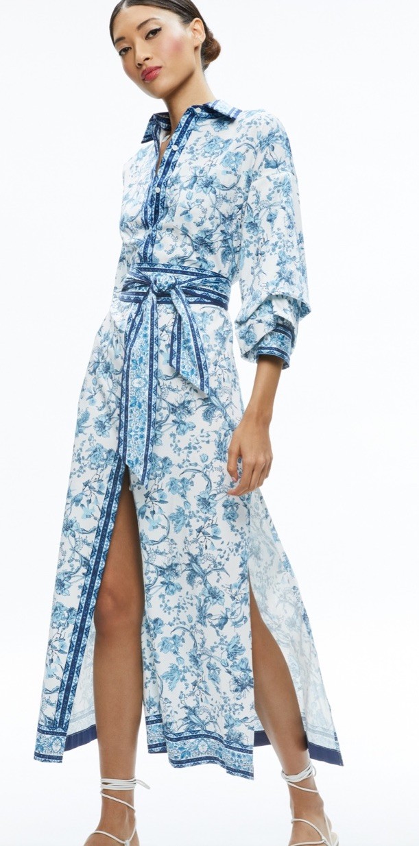 Alice + Olivia Tanika Button Down Maxi Dress Sz Medium No Belt
