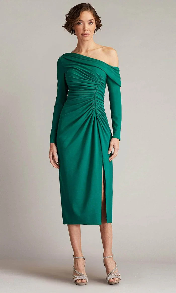 Tadashi Shoji Emerald Green Blume Gathered Midi Dress Size XXXL $398