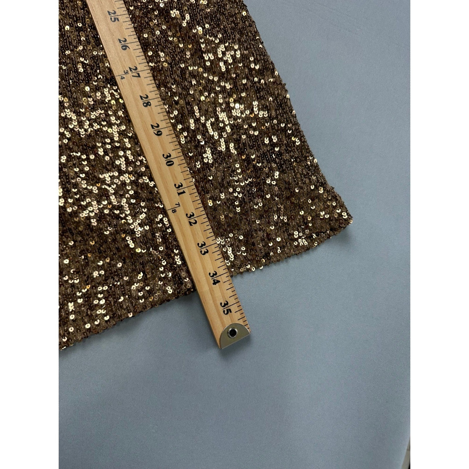Cable & Gauge Bronze Gold Sequin Shift Dress Short Puff Sleeve Women Large