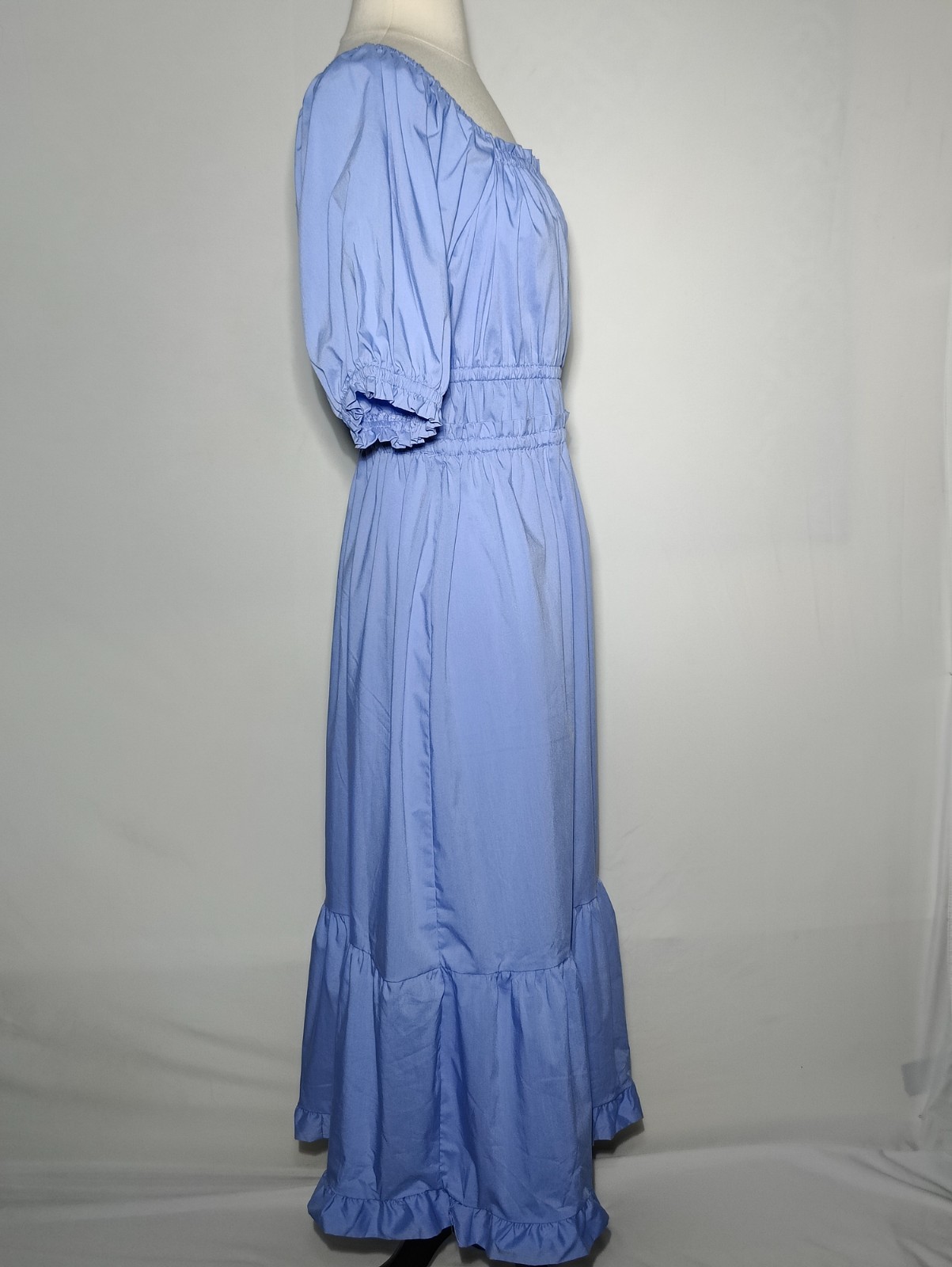 Indigo Rose Periwinkle Blue Smocked Cottagecore Tiered Midi Prairie Dress XL