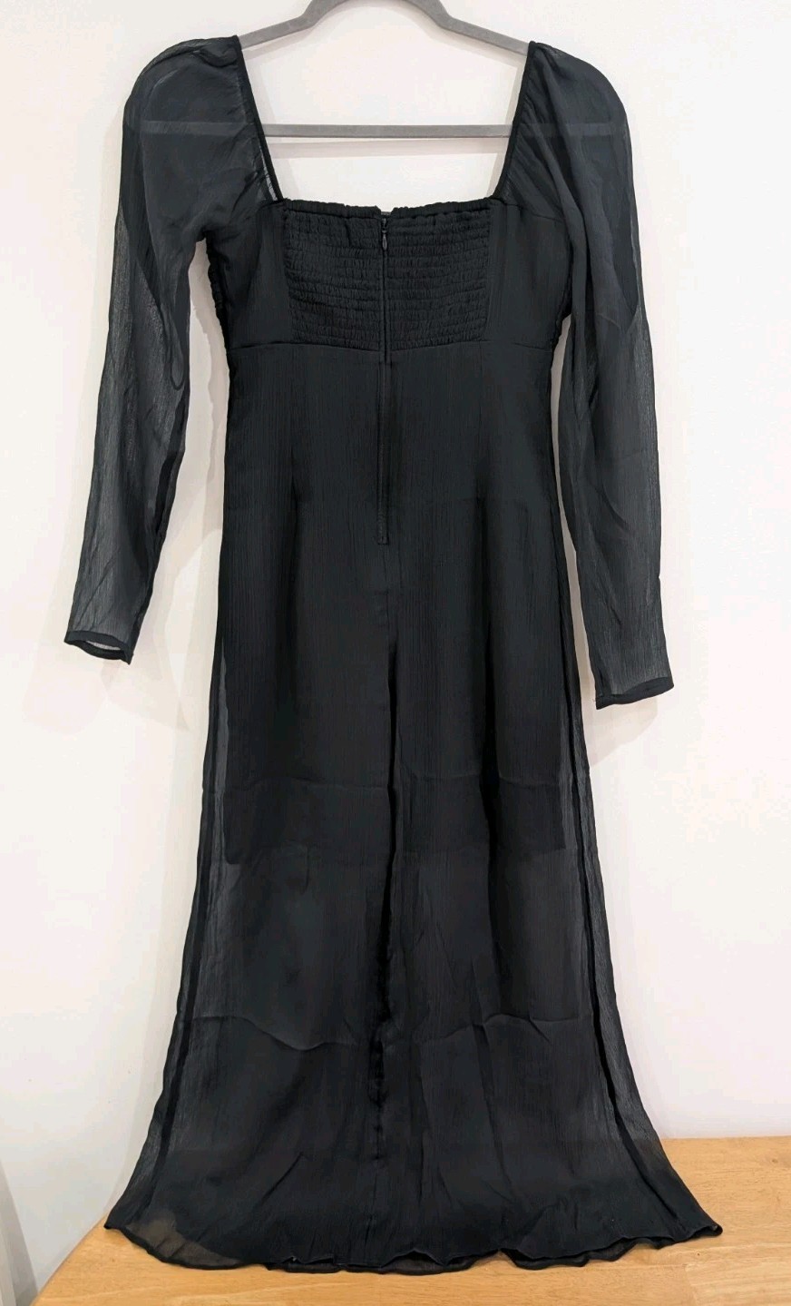 Black Abercrombie & Fitch long sleeve sheer midi dress size X small brand new XS