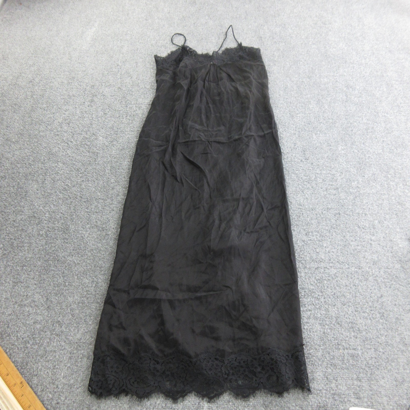 Zimmermann Dress Womens M Black Lace Slip Maxi Spaghetti Strap Belted Formal