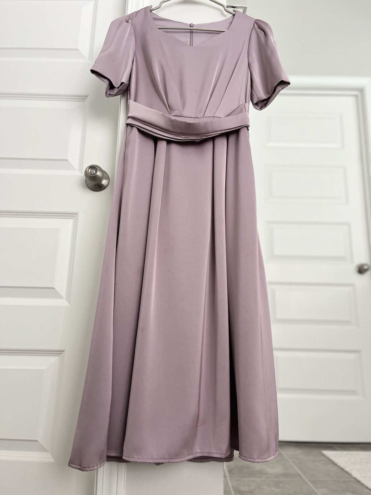Dazy Women’s Solid Color Square Neck Puff Sleeve Pleated Midi Dress Size Small