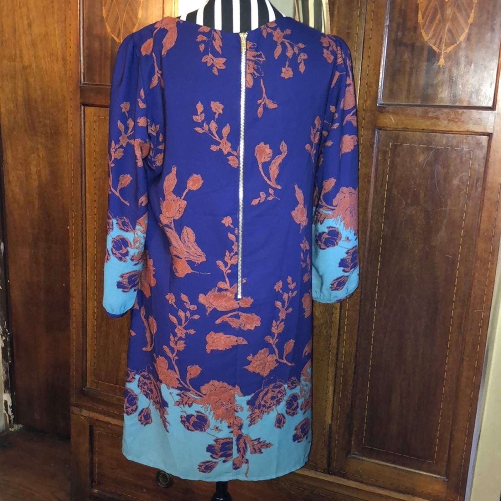 Bow & Arrow Downtown Coquette Boho Hippie CottageCore Blue Floral Sheath Dress