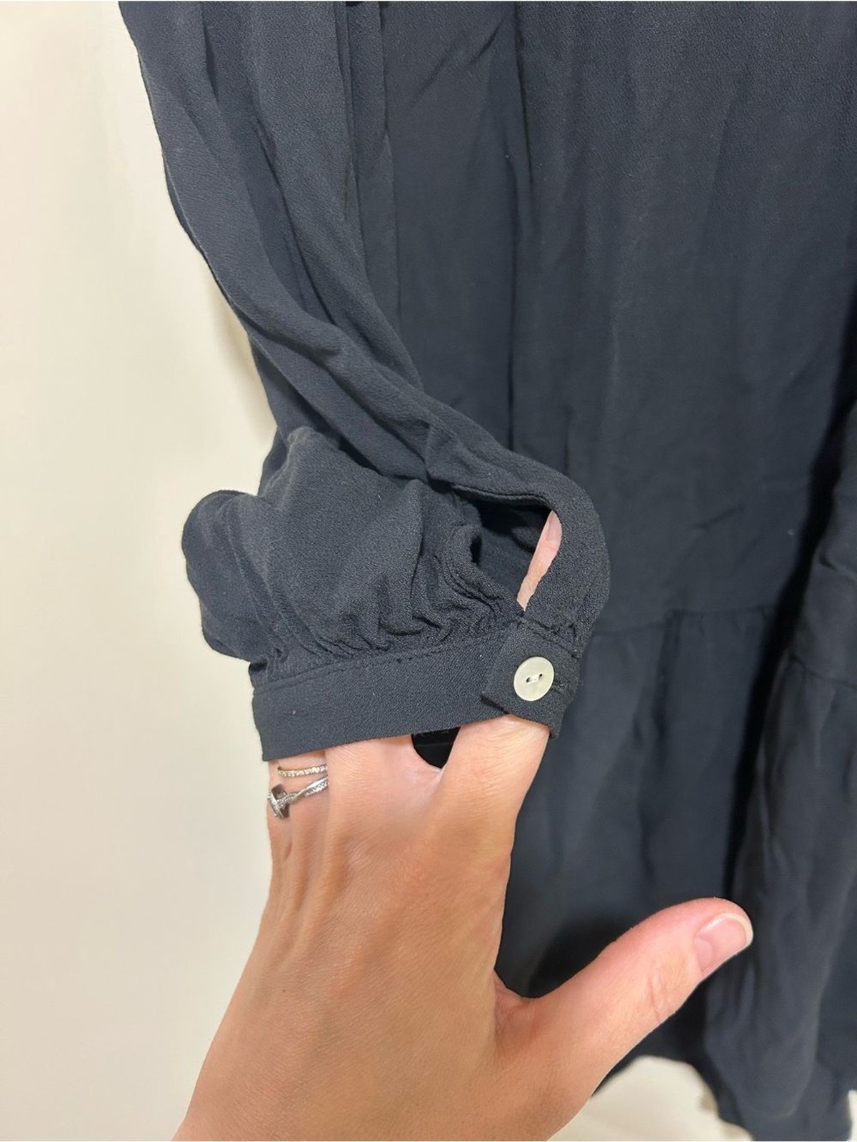 The Normal Brand Alexis Tiered Peasant Mini Dress in Black Size Small