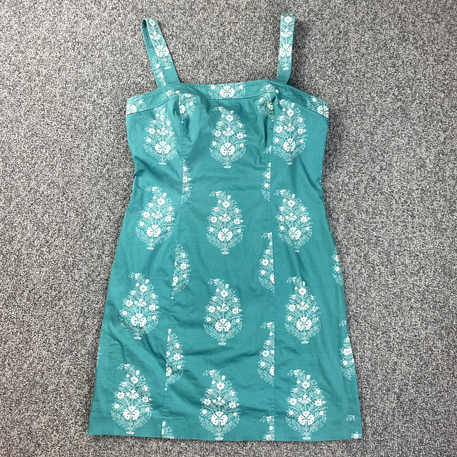 Jones New York Signature Large Dress Green Floral Adjustable Button Strap Zip
