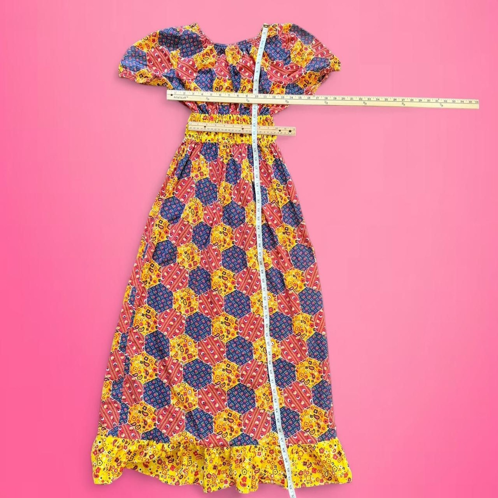 vintage 70s patchwork maxi dress RARE