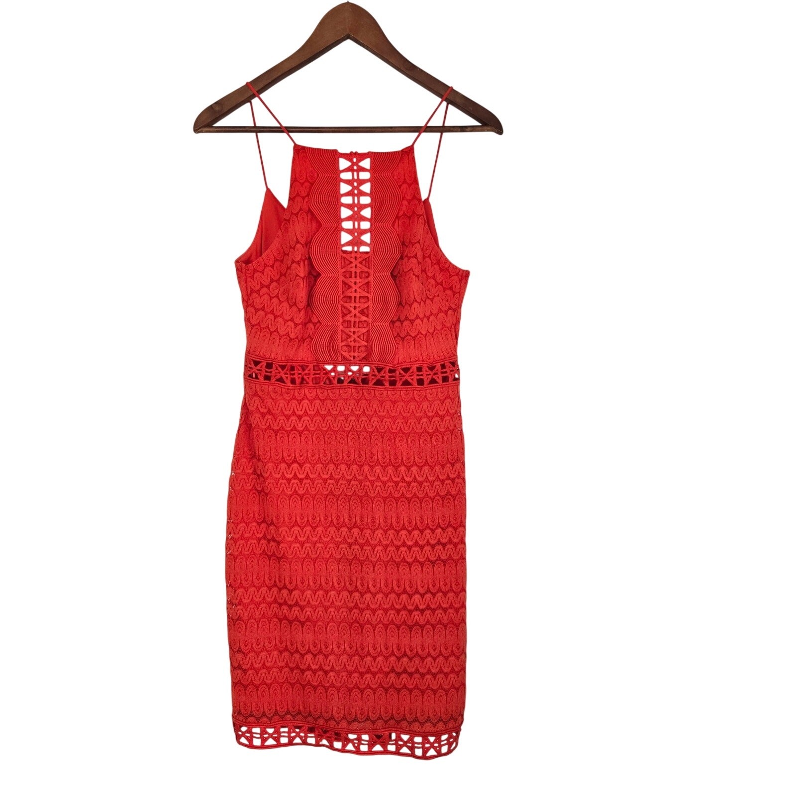 Resort Wear Topshop Tall Red Crochet Lace Cutout Sleeveless Mini Dress Size 6