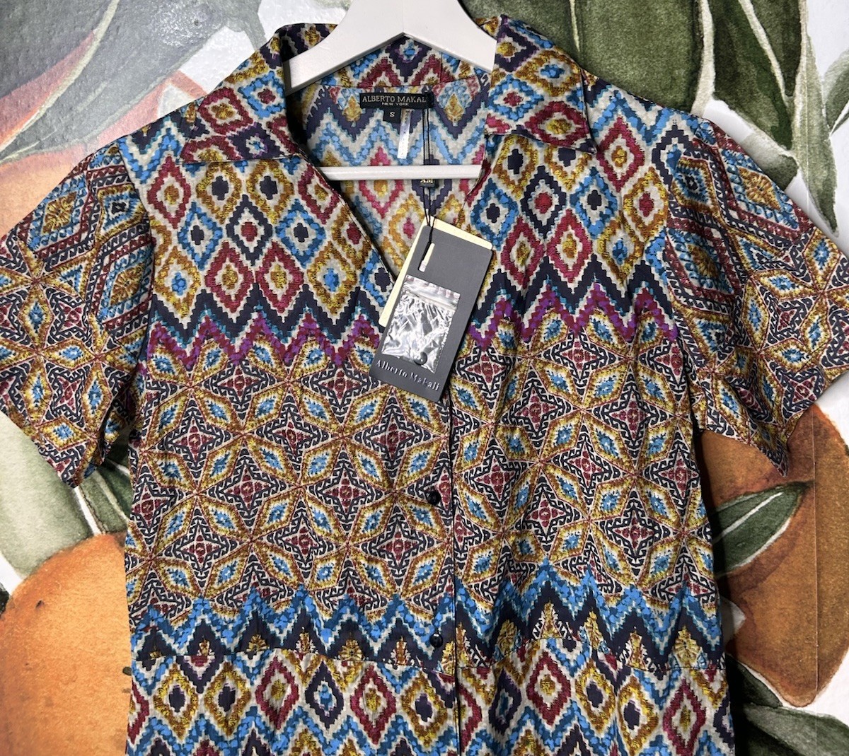Alberto Makali Small Dress Womens Printed Lightweight Viscose Short Sleeve NWT