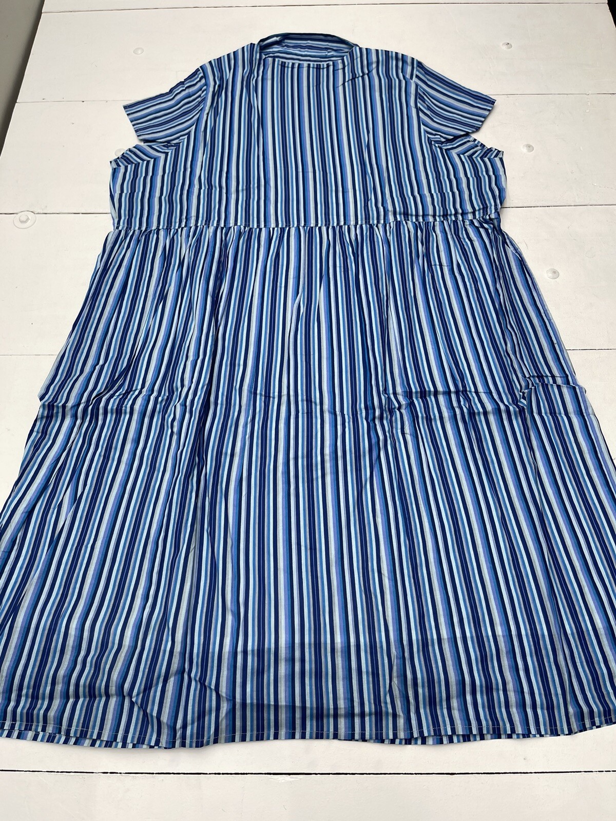 Woman Within Blue Stripe Button Down Dress Women’s Size 28W
