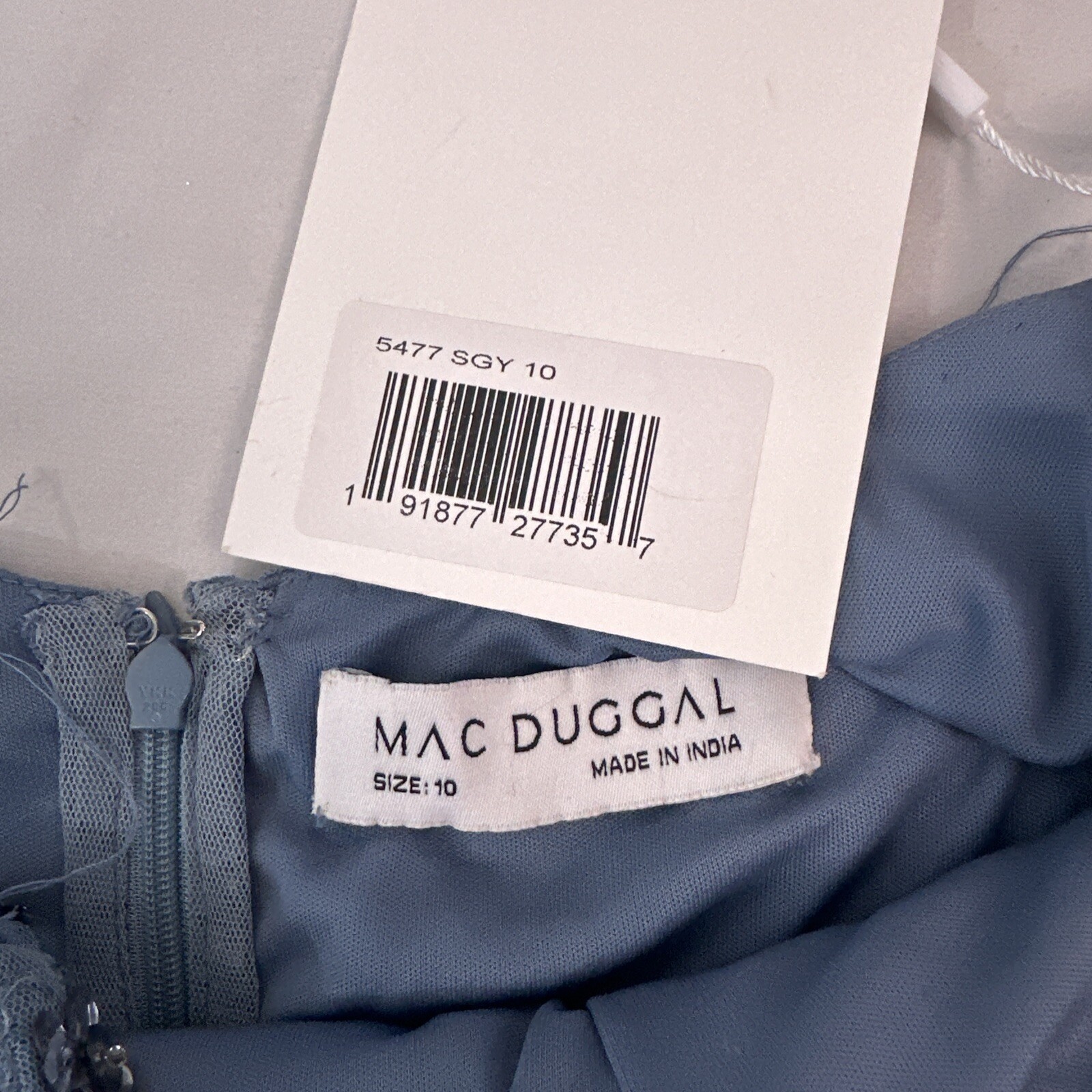 NWT Mac Duggal [ 10 ] 5477 Floral Embellished Scoop Neck Gown in Slate Grey #J43
