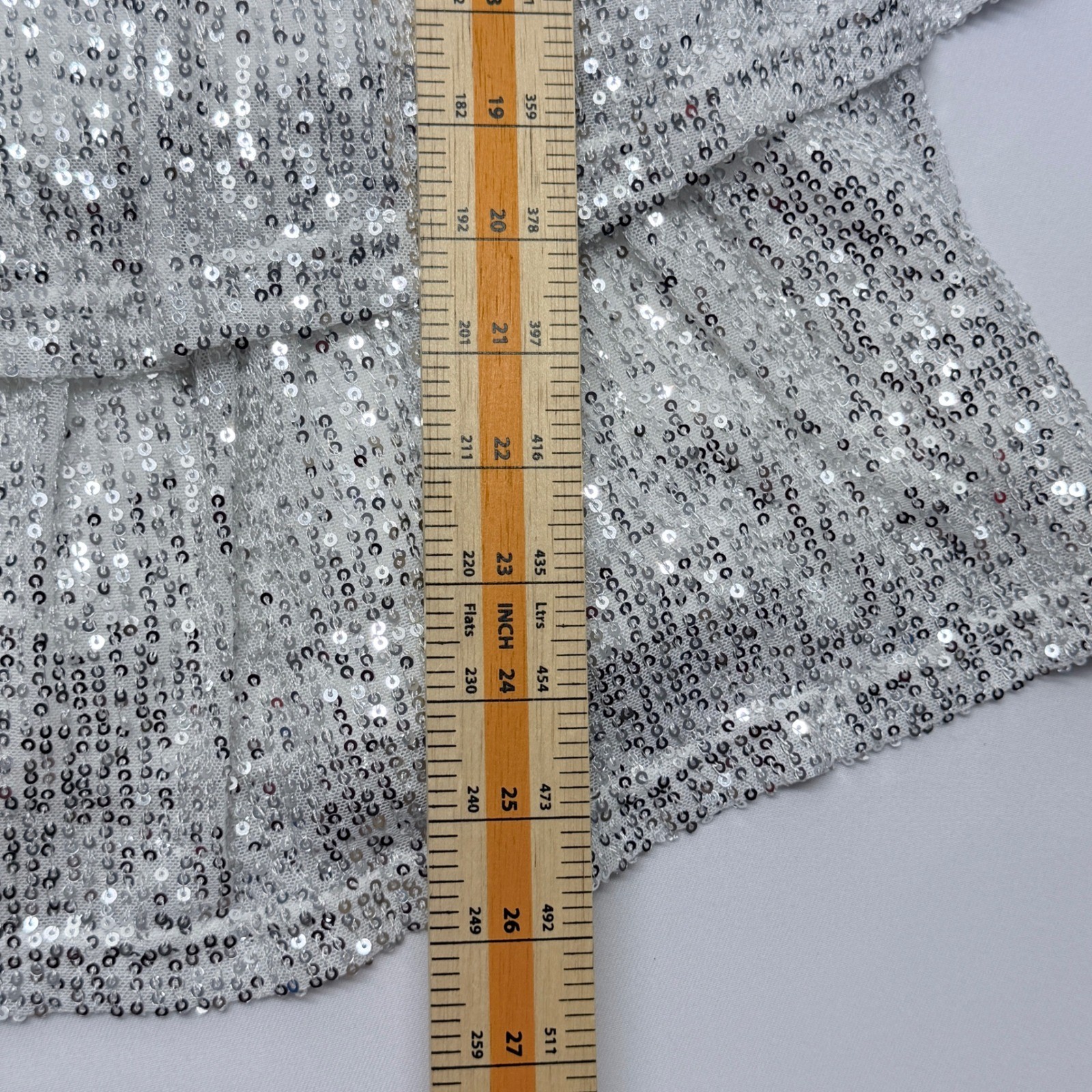 Silver Sequin Tiered Mini Dress Adjustable Spaghetti Strap Party Glam