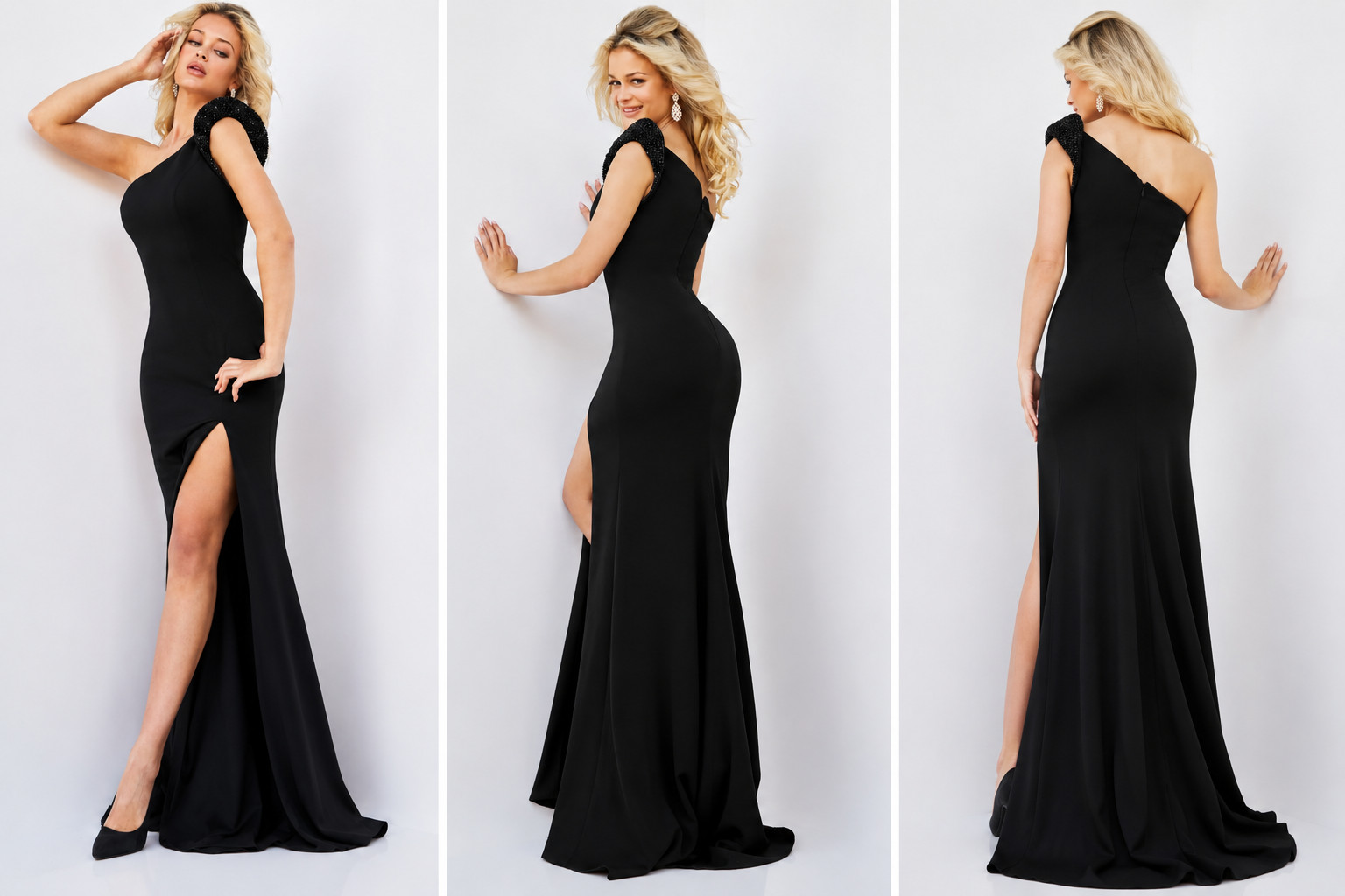 Jovani Gown NWT Sz 2 One Shoulder Beaded Mermaid Prom Guest Pageant Formal Gala