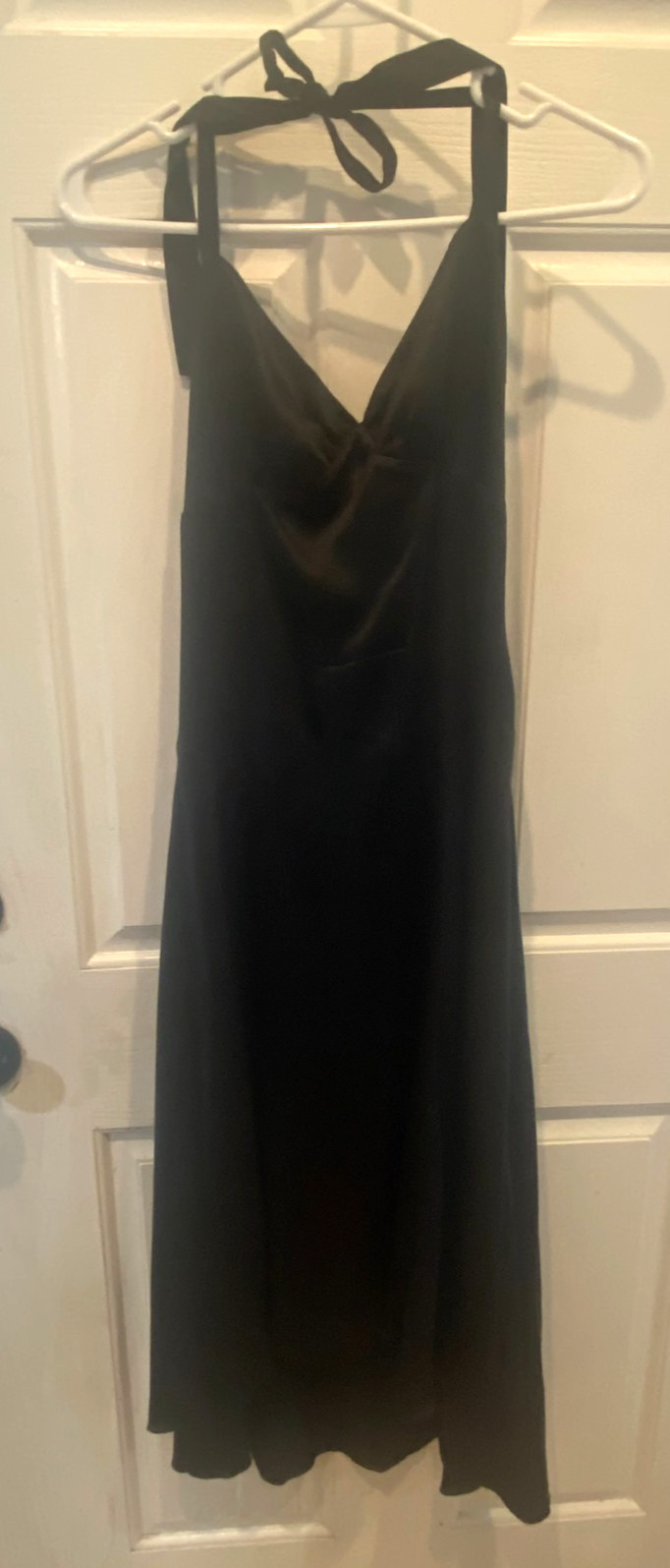 Max and Cleo Black 100% Silk Halter Dress 2 High Low Asymmetrical Hem Midi LBD